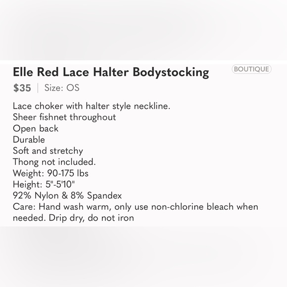 Elle Red Lace Halter Bodystocking - Picture 3 of 3